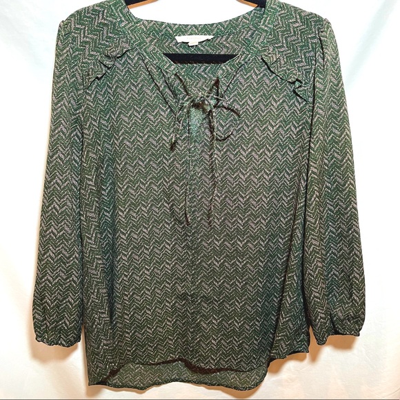 Fun 2 Fun EUC Stitch Fix XL/L Dark Green Blouse - Picture 1 of 6